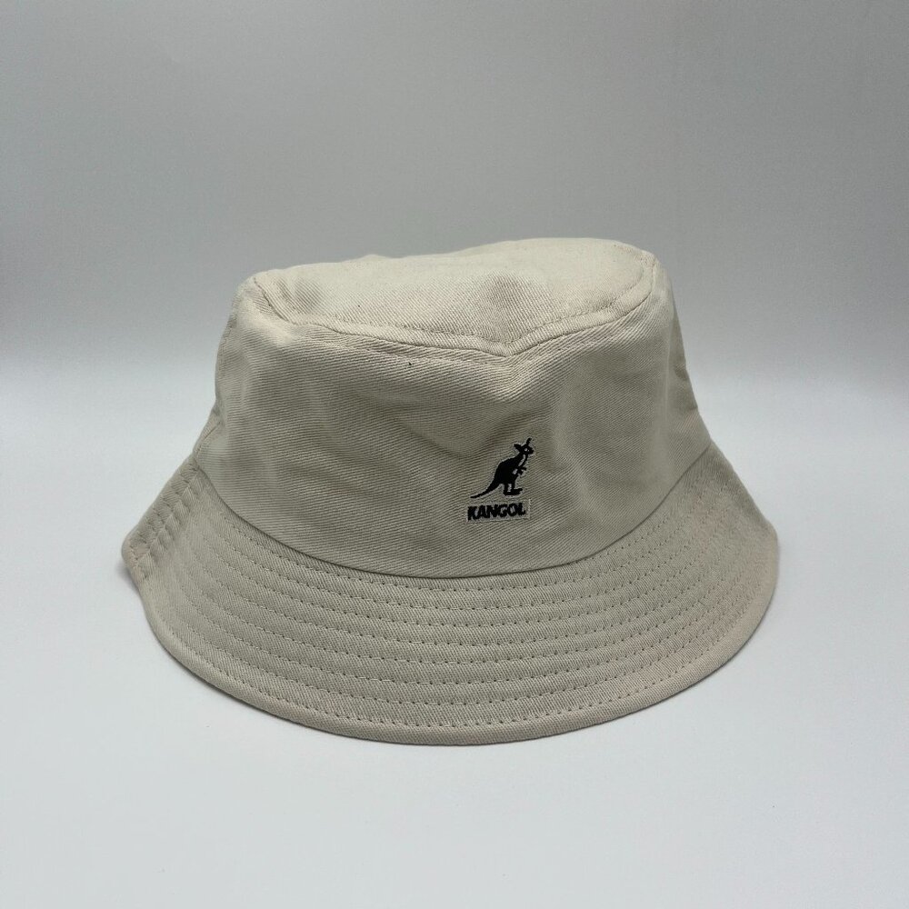 Kangol Washed Bucket Hat Cotton Flat-topped Beige M